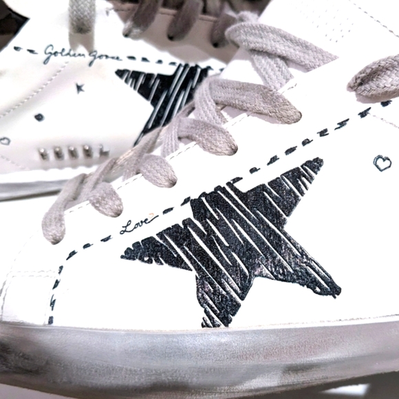 💯Golden Goose ⭐ Leather Black Marker Star Sneakers 38 - Picture 5 of 10